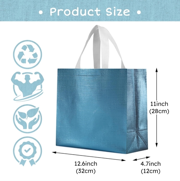 $5 Reusable Tote Gift Bags Large Handles & Insert 12.6 x 11 x 4.7" Pink Or Aqua - Picture 7 of 11